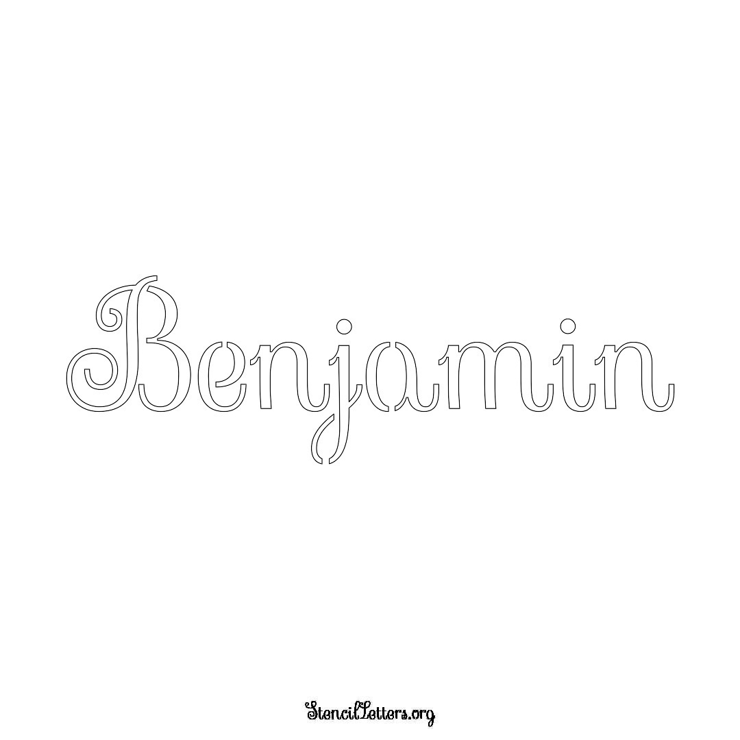 Benjamin name stencil in Ornamental Cursive Lettering
