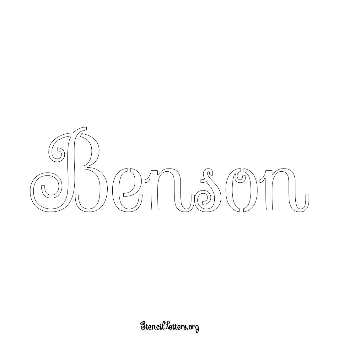 Benson name stencil in Ornamental Cursive Lettering