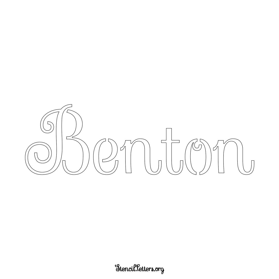 Benton name stencil in Ornamental Cursive Lettering