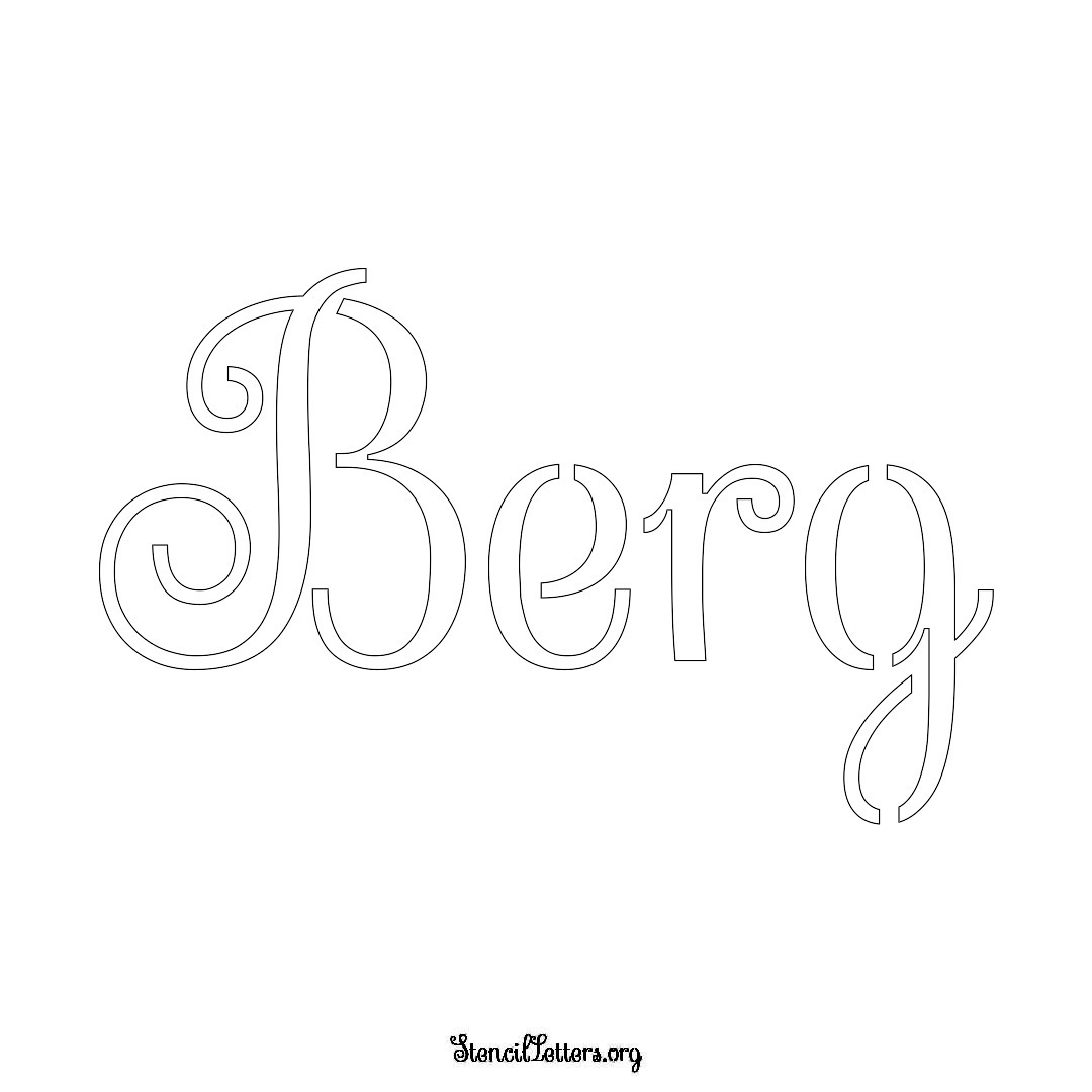 Berg name stencil in Ornamental Cursive Lettering