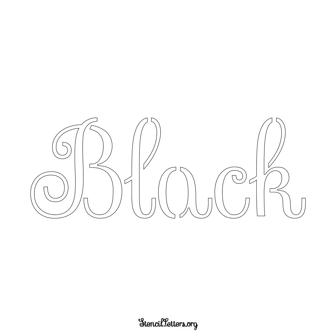 Black name stencil in Ornamental Cursive Lettering