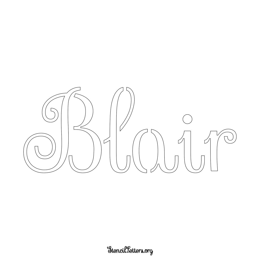 Blair name stencil in Ornamental Cursive Lettering