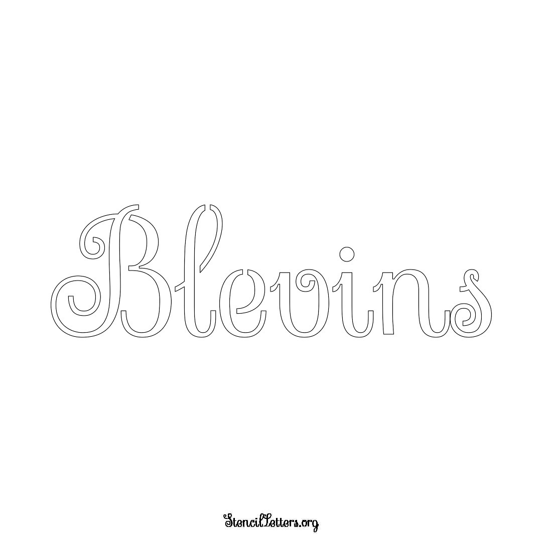 Blevins name stencil in Ornamental Cursive Lettering