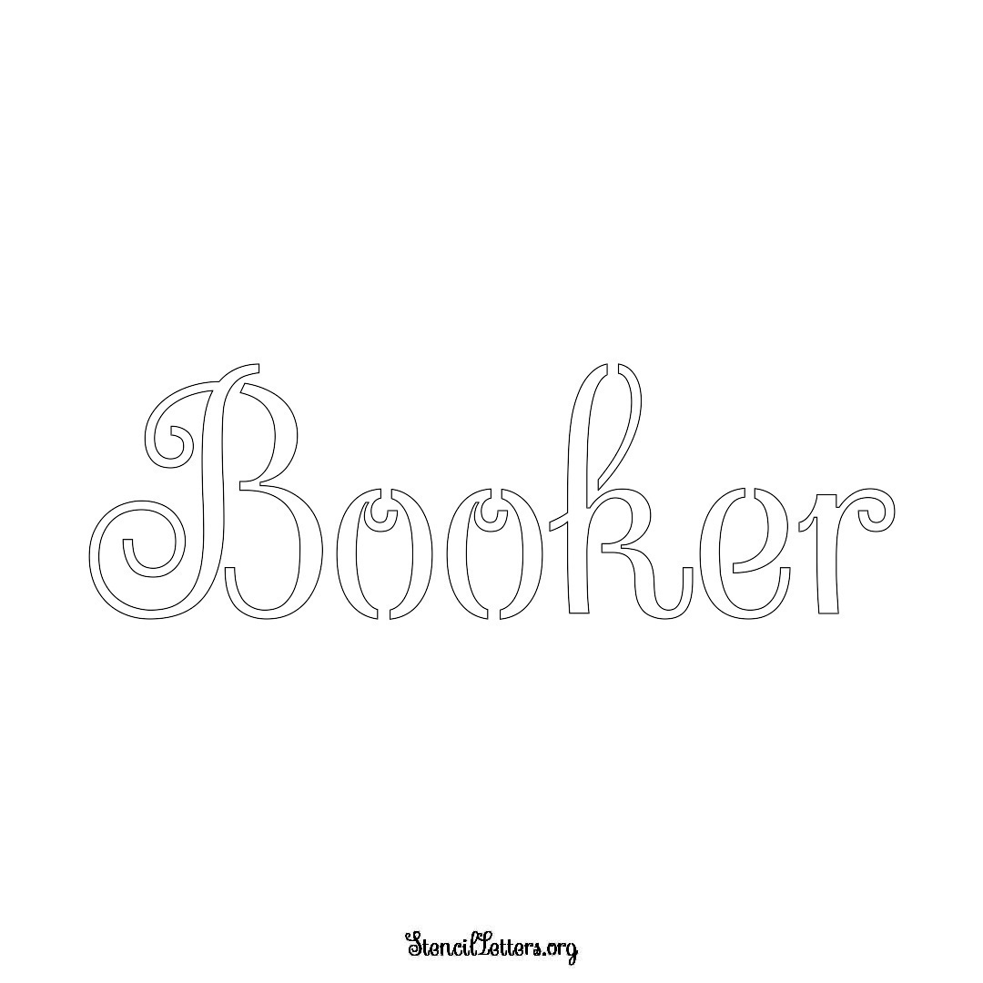 Booker name stencil in Ornamental Cursive Lettering