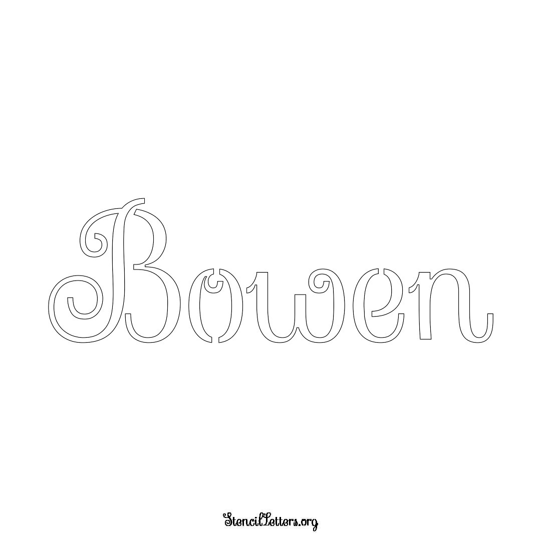 Bowen name stencil in Ornamental Cursive Lettering