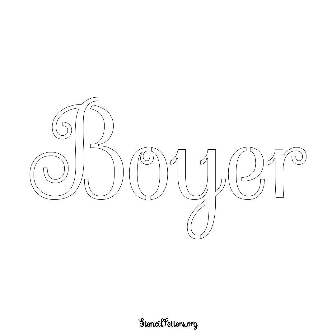 Boyer name stencil in Ornamental Cursive Lettering