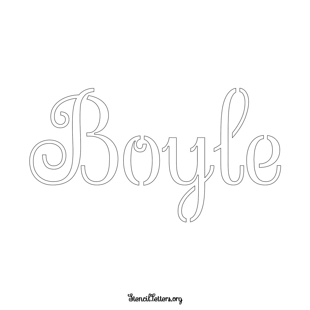 Boyle name stencil in Ornamental Cursive Lettering