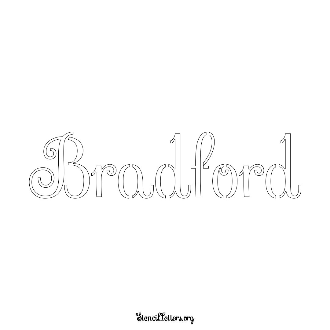 Bradford name stencil in Ornamental Cursive Lettering