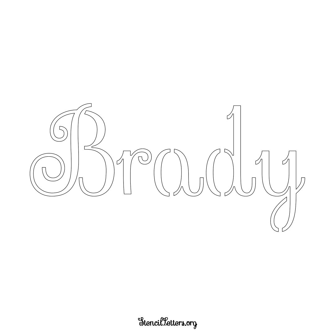 Brady name stencil in Ornamental Cursive Lettering