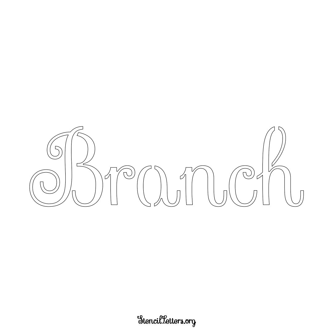 Branch name stencil in Ornamental Cursive Lettering