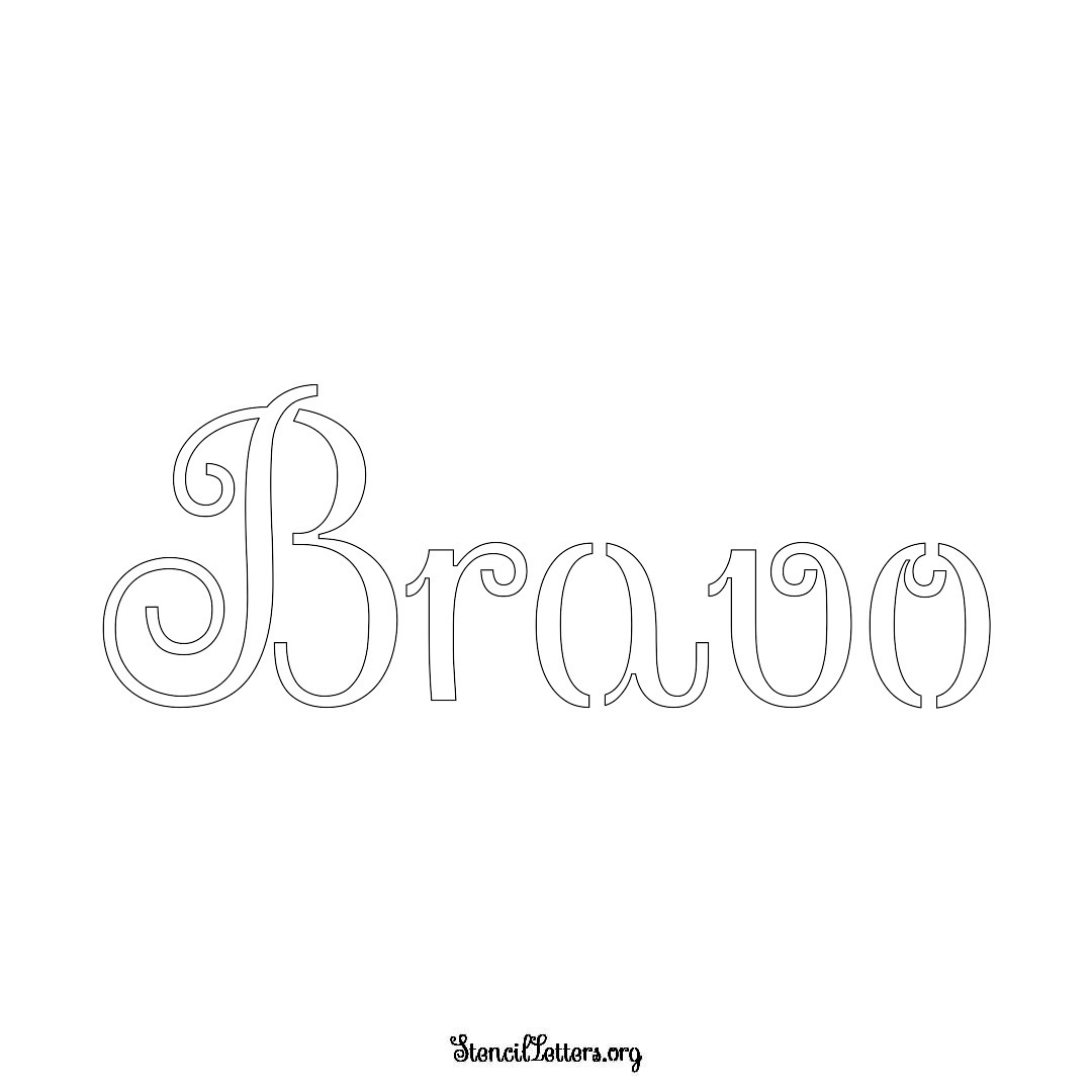 Bravo name stencil in Ornamental Cursive Lettering