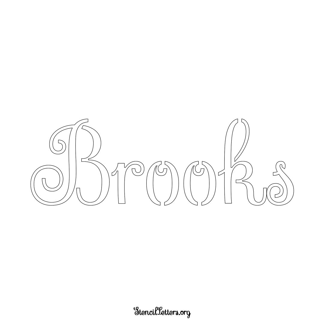 Brooks name stencil in Ornamental Cursive Lettering