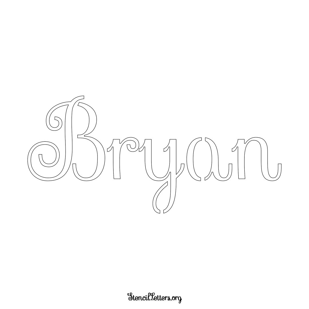 Bryan name stencil in Ornamental Cursive Lettering