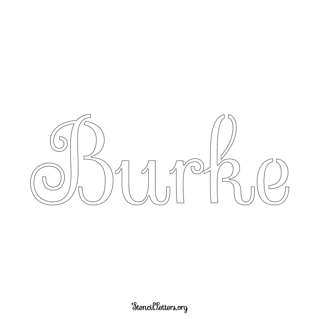 Burke name stencil in Ornamental Cursive Lettering