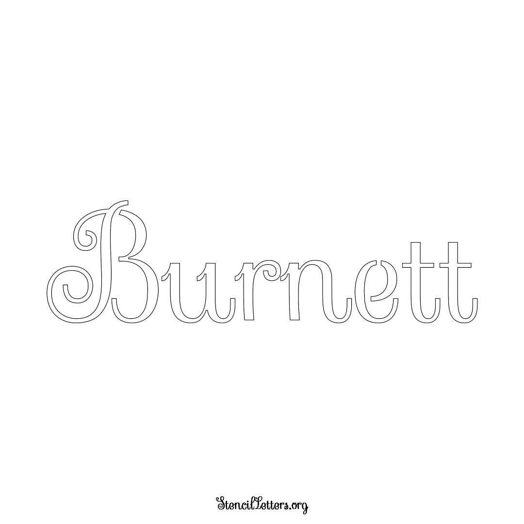 Burnett name stencil in Ornamental Cursive Lettering