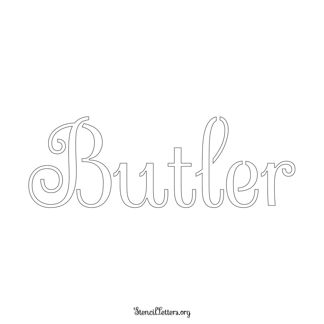 Butler name stencil in Ornamental Cursive Lettering
