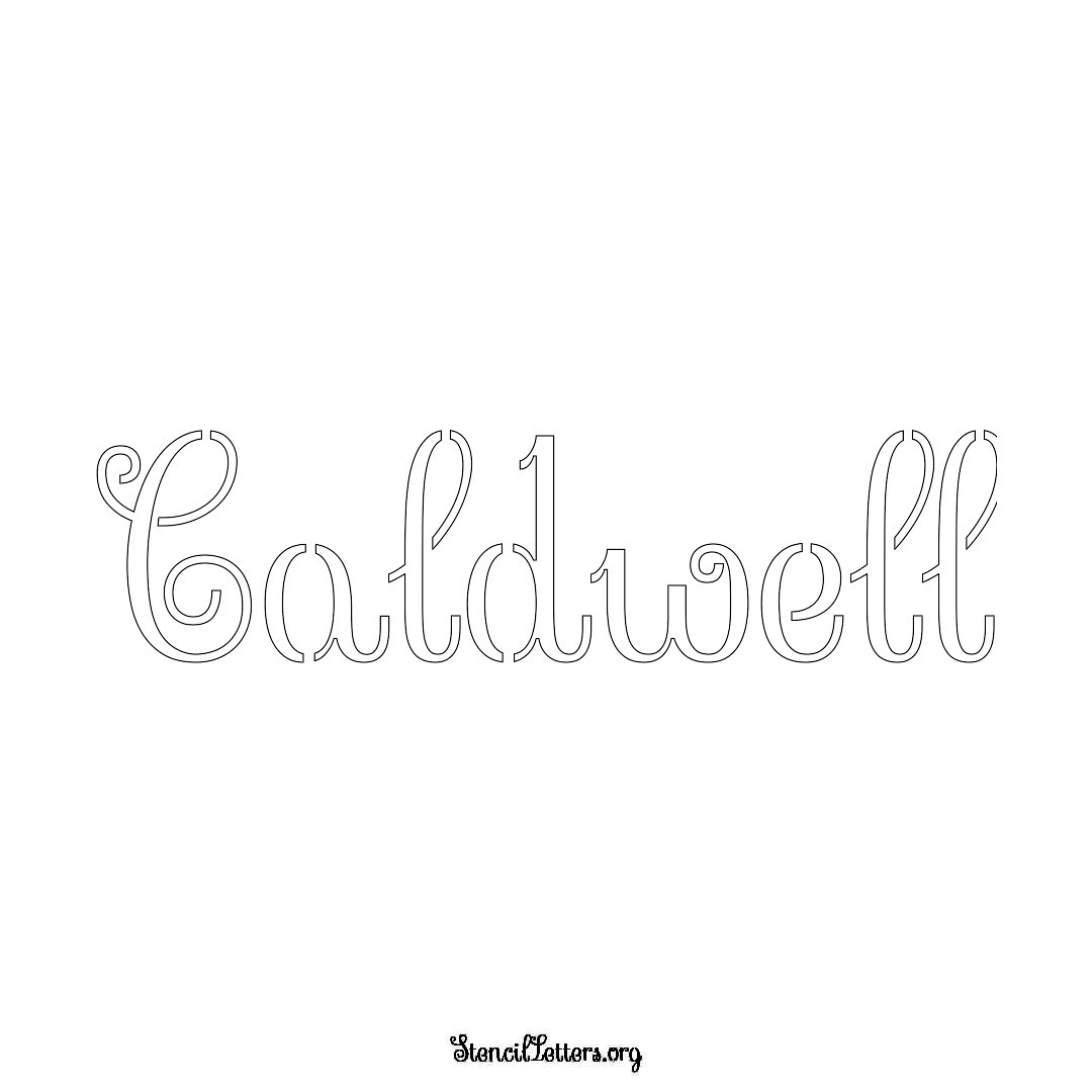 Caldwell name stencil in Ornamental Cursive Lettering