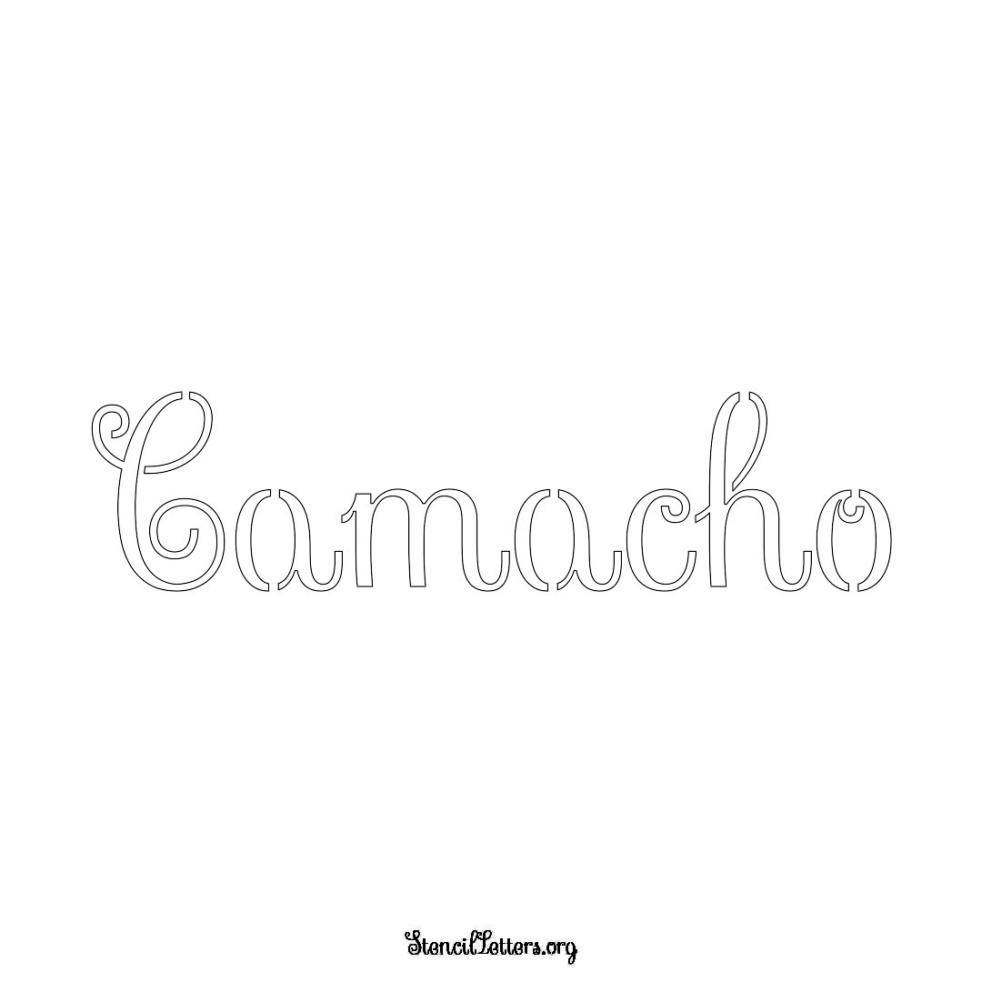 Camacho name stencil in Ornamental Cursive Lettering