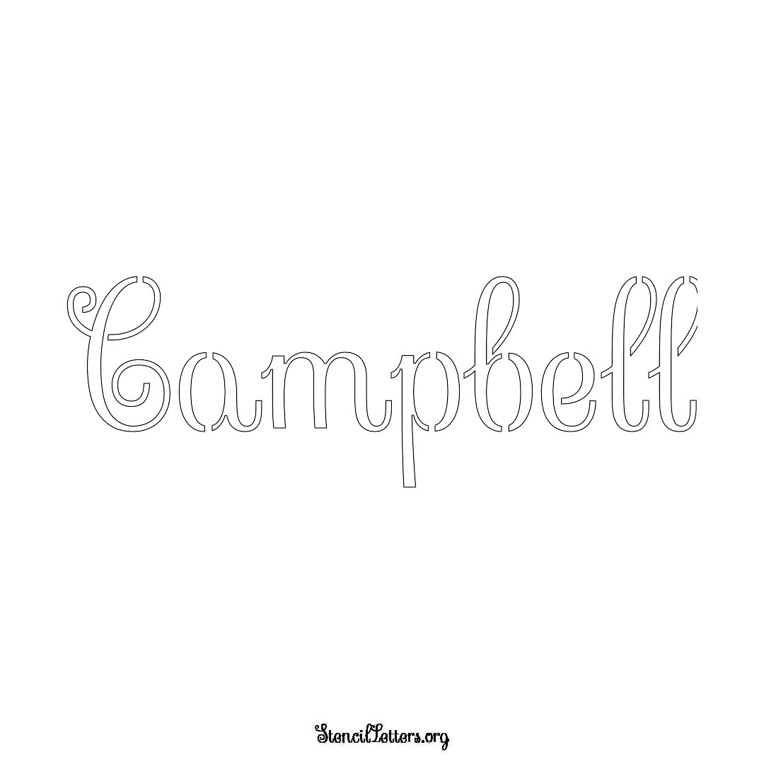 Campbell name stencil in Ornamental Cursive Lettering