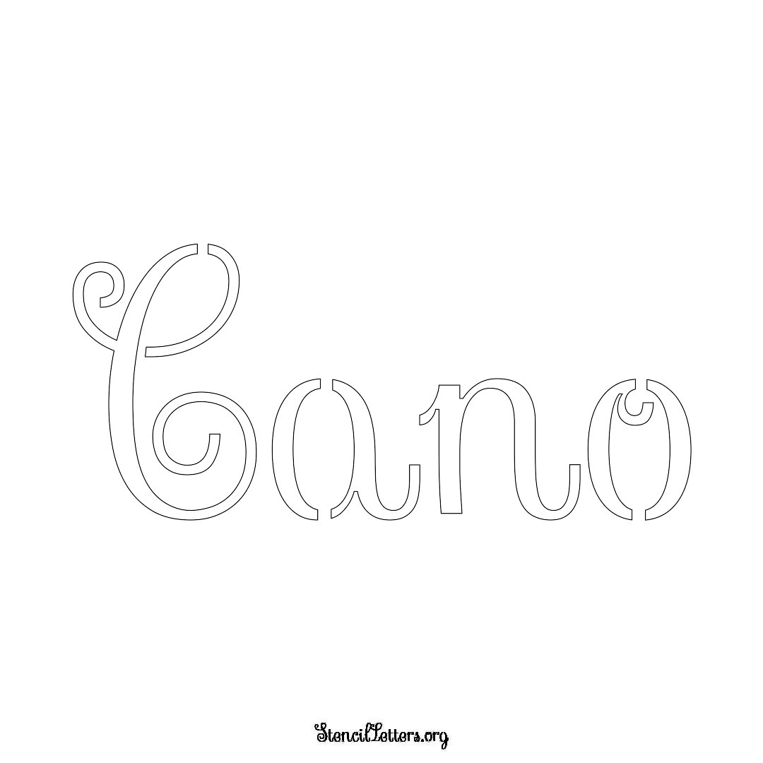 Cano name stencil in Ornamental Cursive Lettering