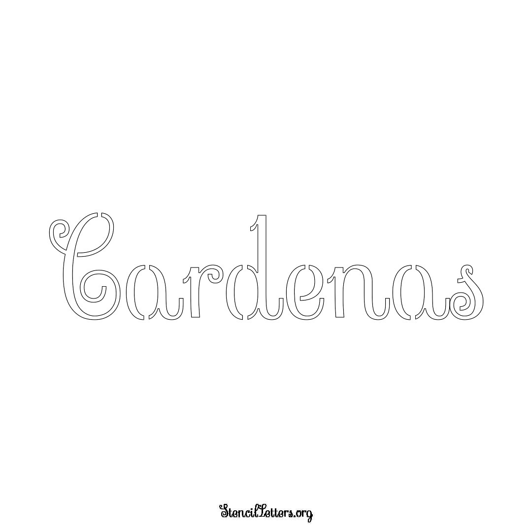Cardenas name stencil in Ornamental Cursive Lettering