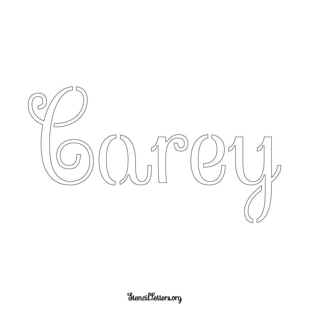 Carey name stencil in Ornamental Cursive Lettering