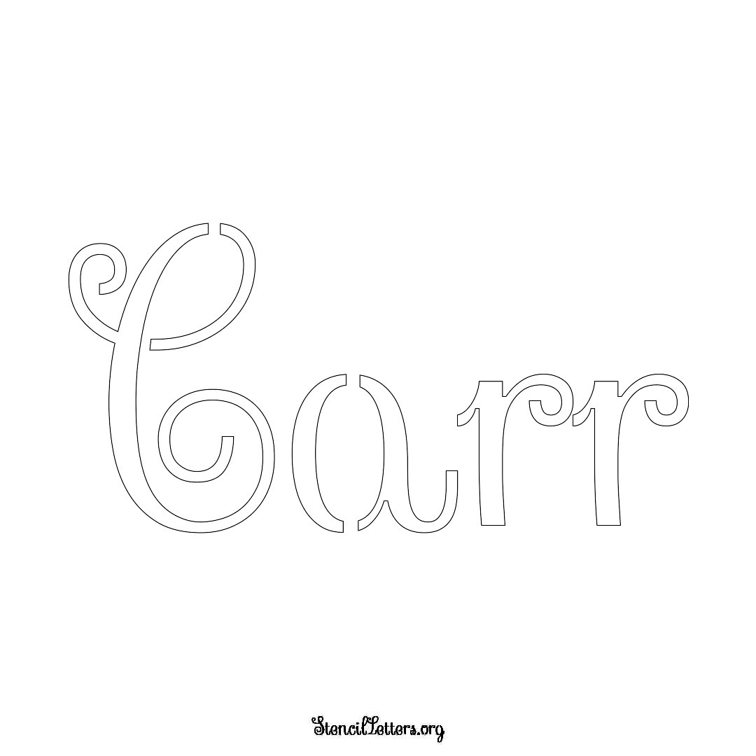 Carr name stencil in Ornamental Cursive Lettering