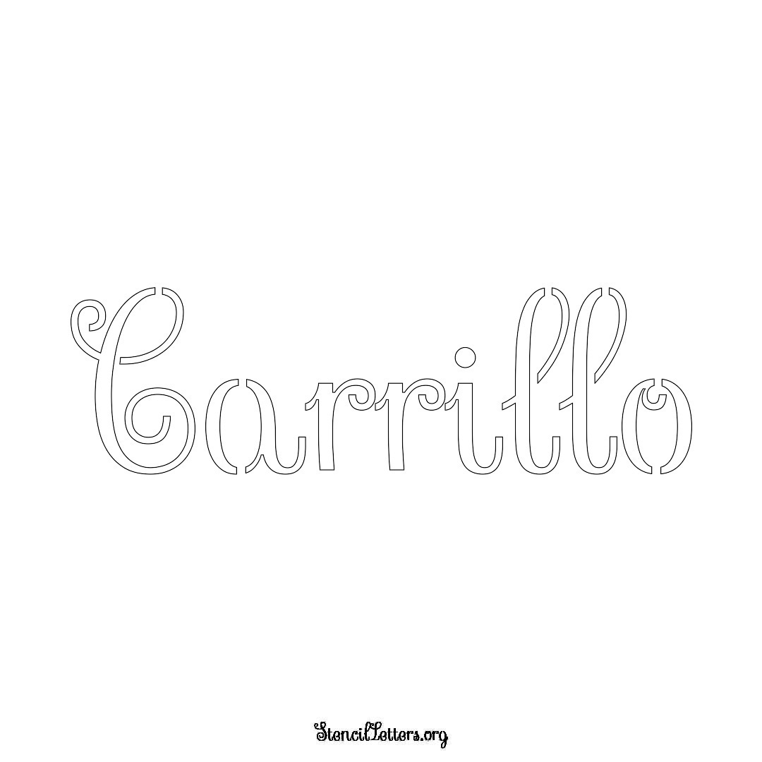 Carrillo name stencil in Ornamental Cursive Lettering