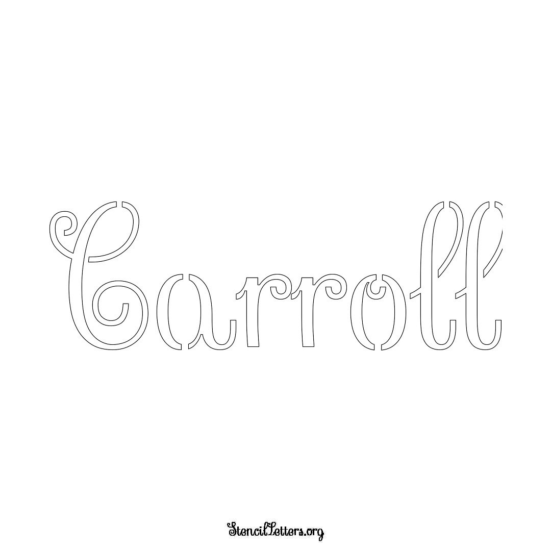 Carroll name stencil in Ornamental Cursive Lettering