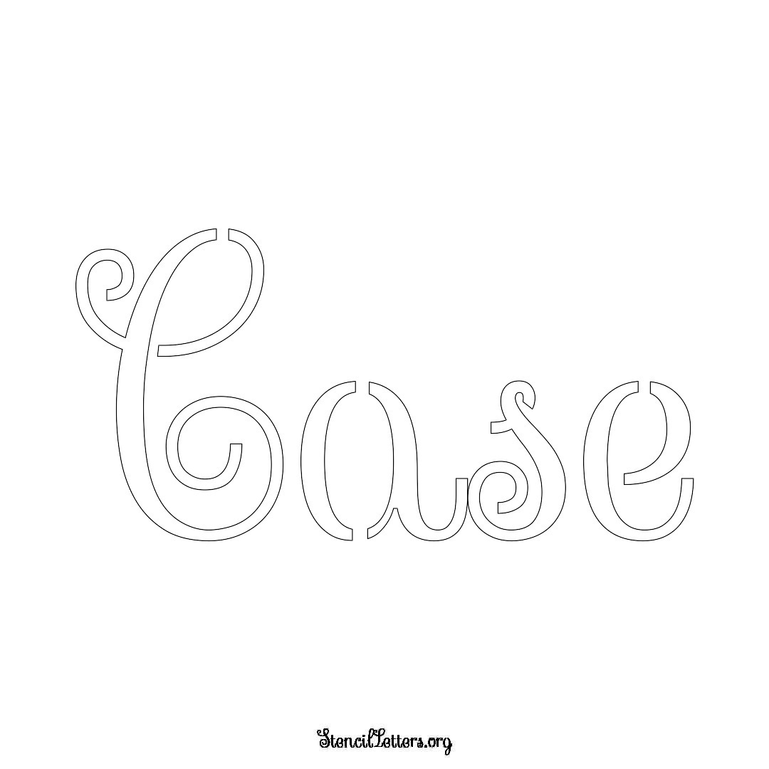 Case name stencil in Ornamental Cursive Lettering