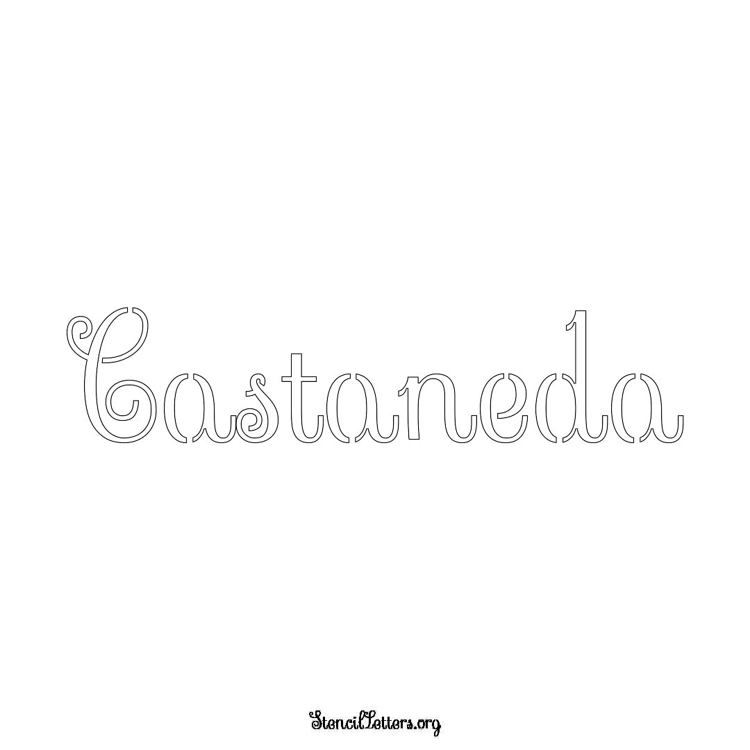 Castaneda name stencil in Ornamental Cursive Lettering