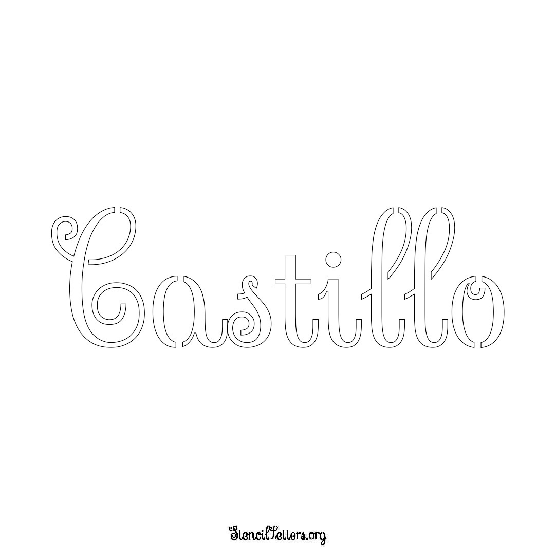 Castillo name stencil in Ornamental Cursive Lettering