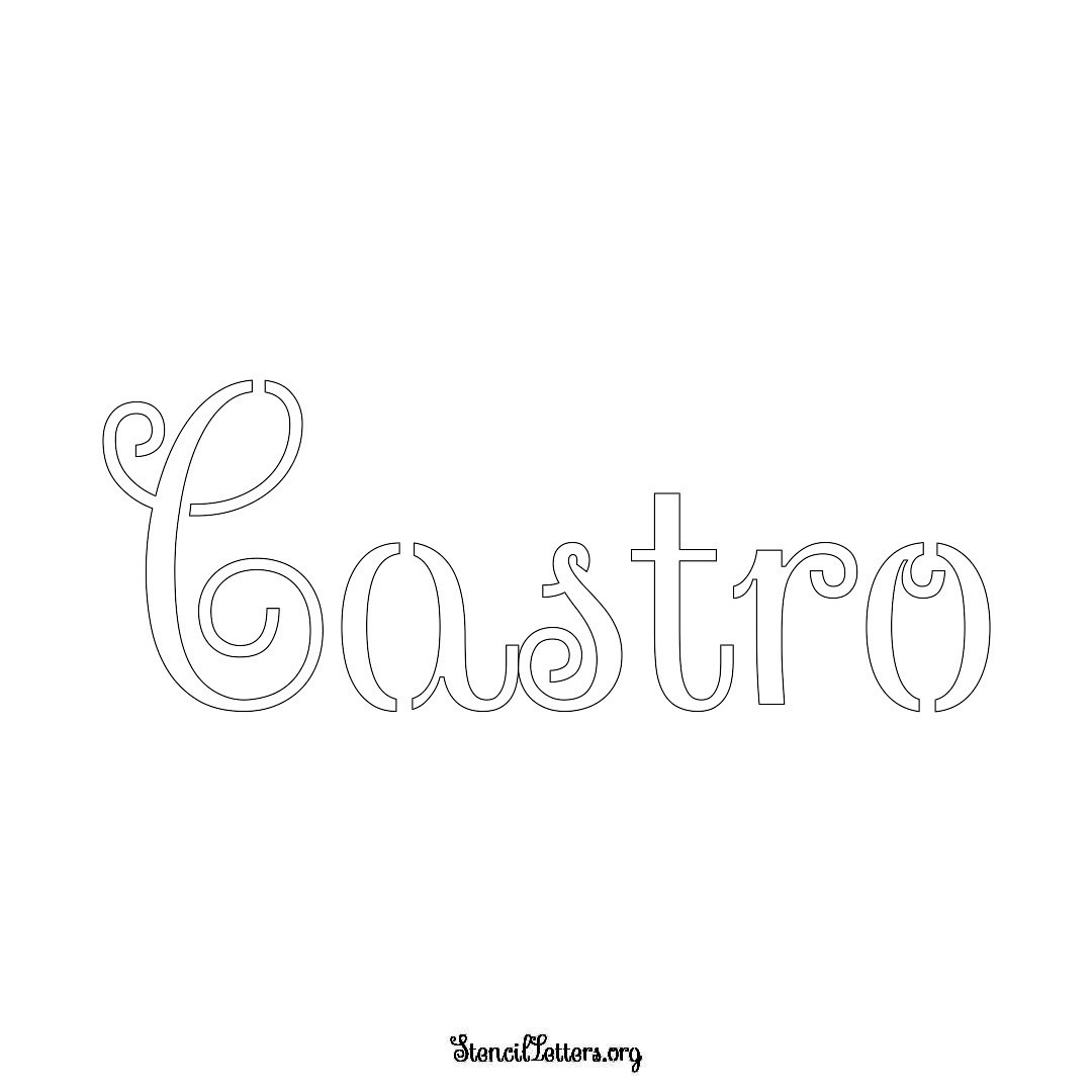 Castro name stencil in Ornamental Cursive Lettering
