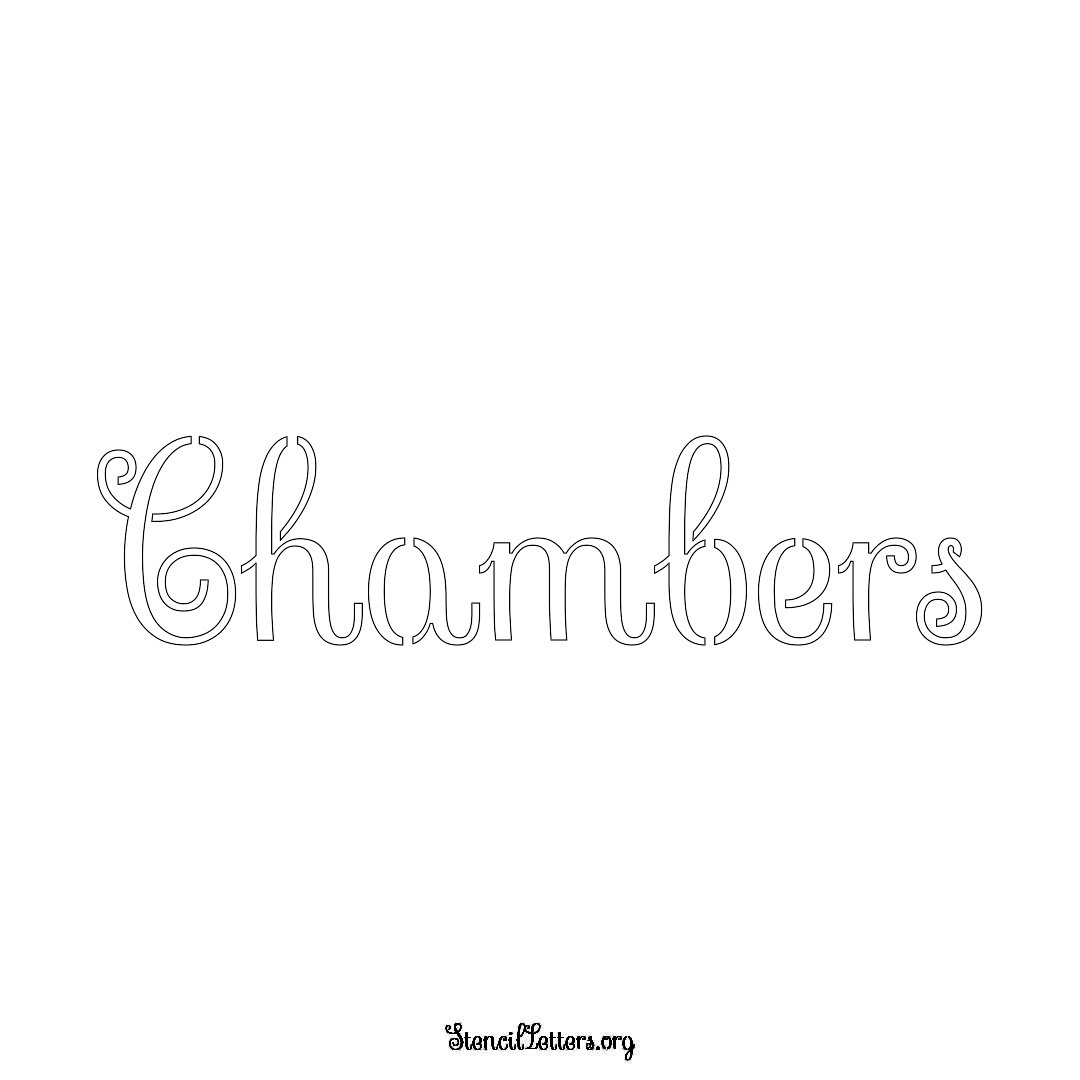 Chambers name stencil in Ornamental Cursive Lettering
