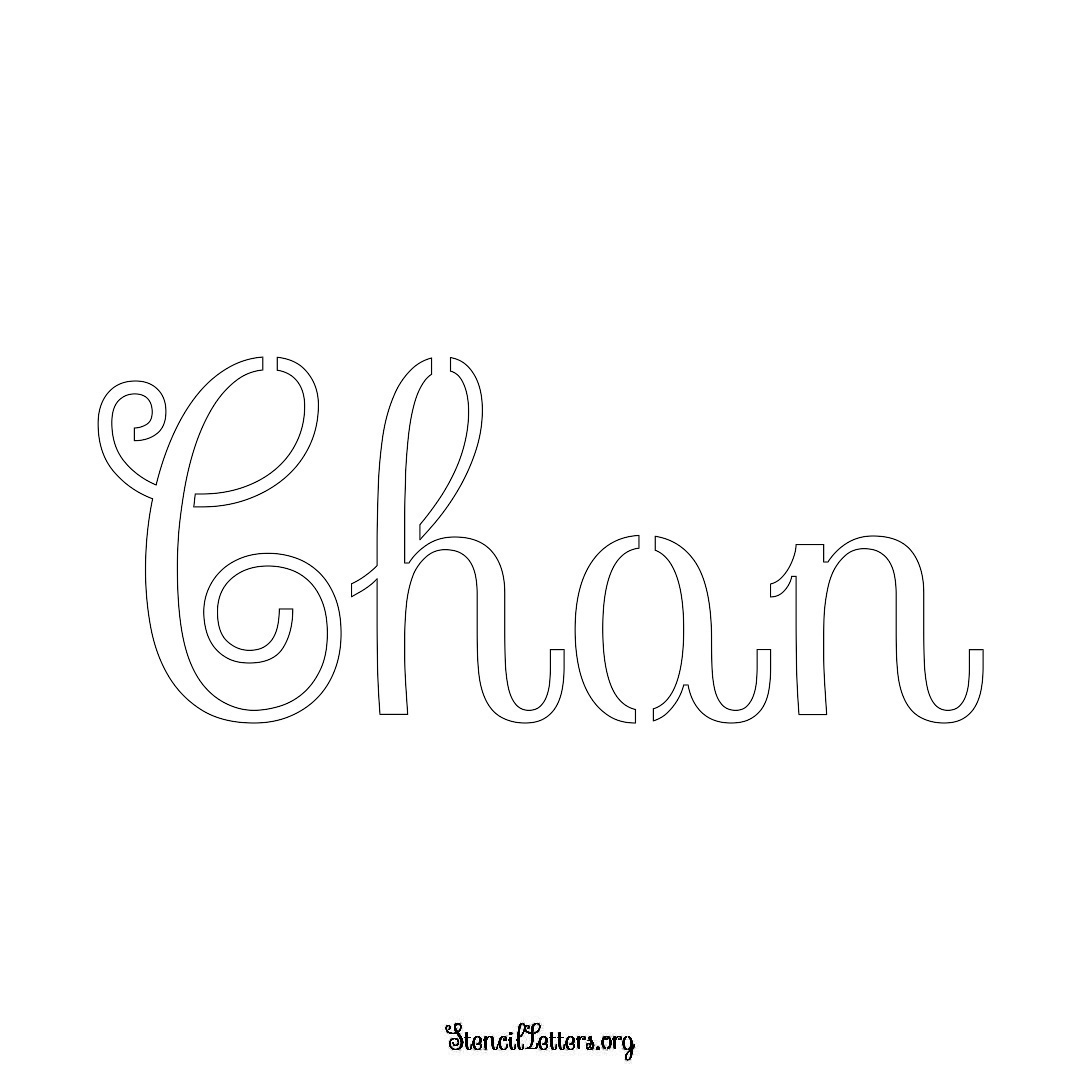 Chan name stencil in Ornamental Cursive Lettering