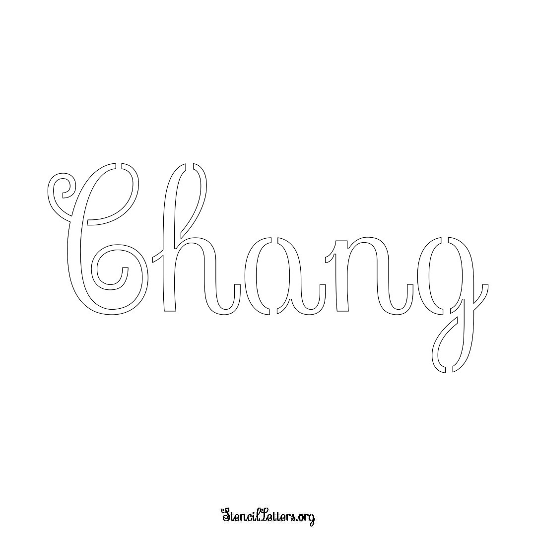 Chang name stencil in Ornamental Cursive Lettering