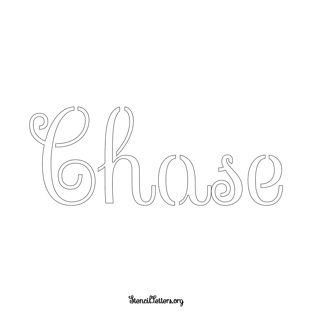 Chase name stencil in Ornamental Cursive Lettering