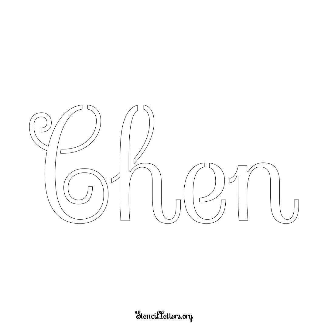 Chen name stencil in Ornamental Cursive Lettering