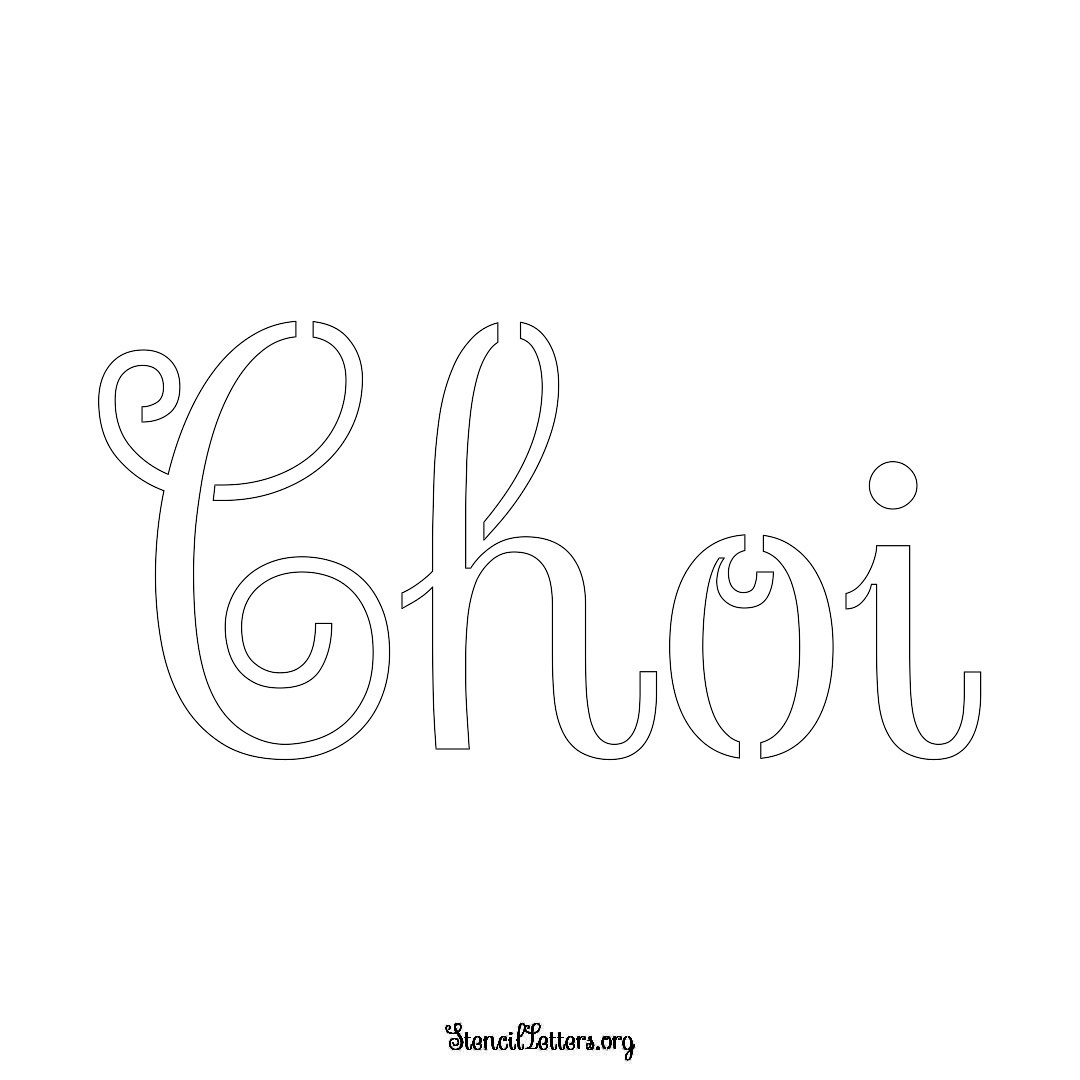 Choi name stencil in Ornamental Cursive Lettering