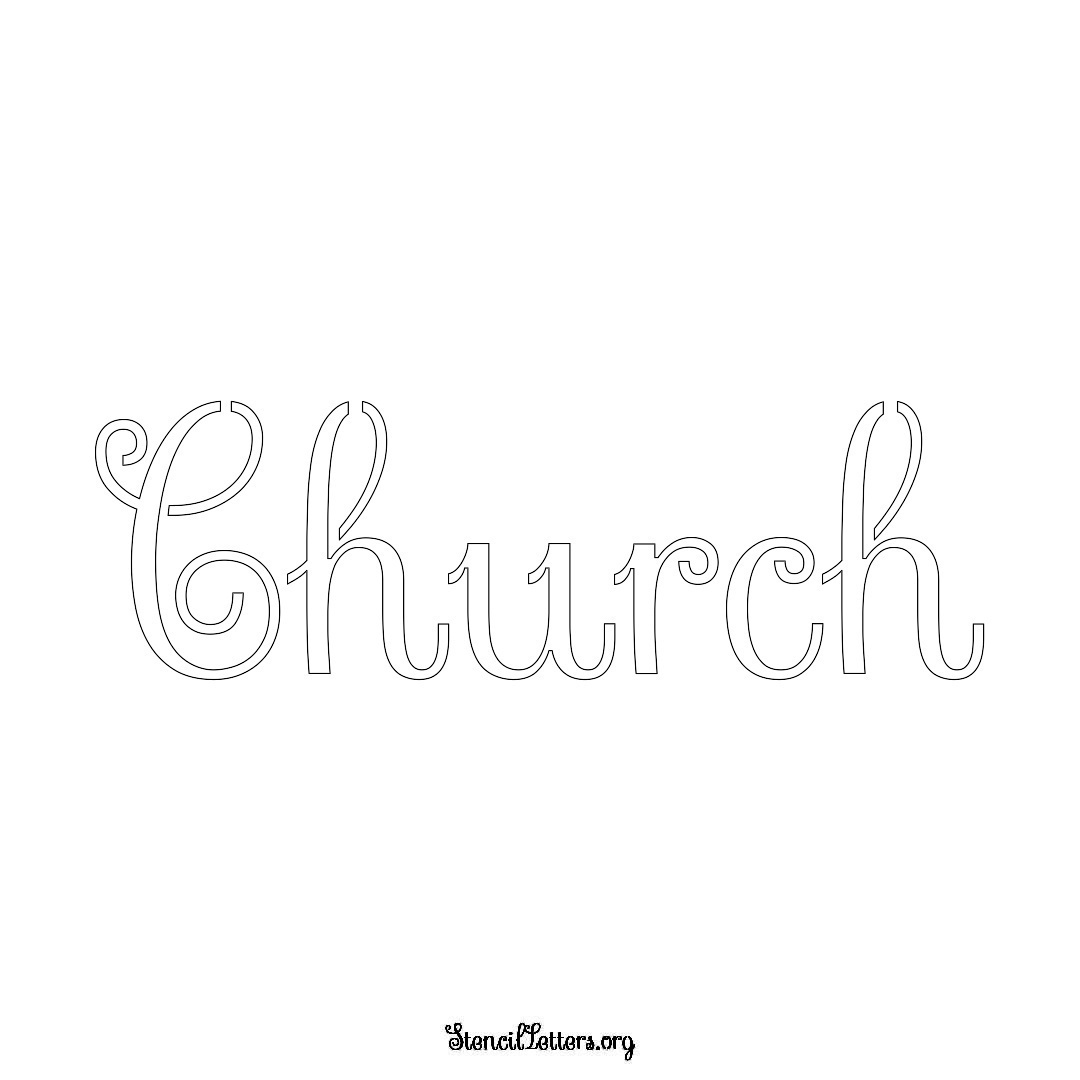 Church name stencil in Ornamental Cursive Lettering