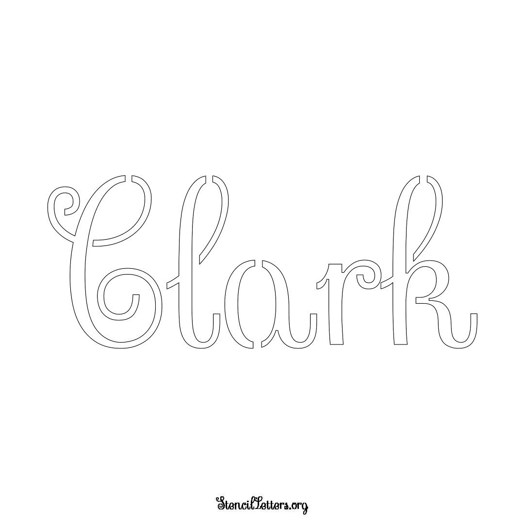 Clark name stencil in Ornamental Cursive Lettering