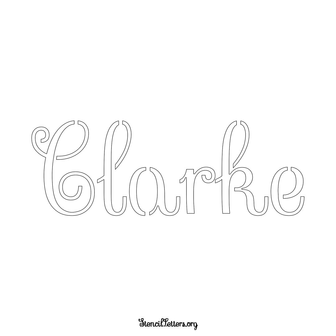 Clarke name stencil in Ornamental Cursive Lettering