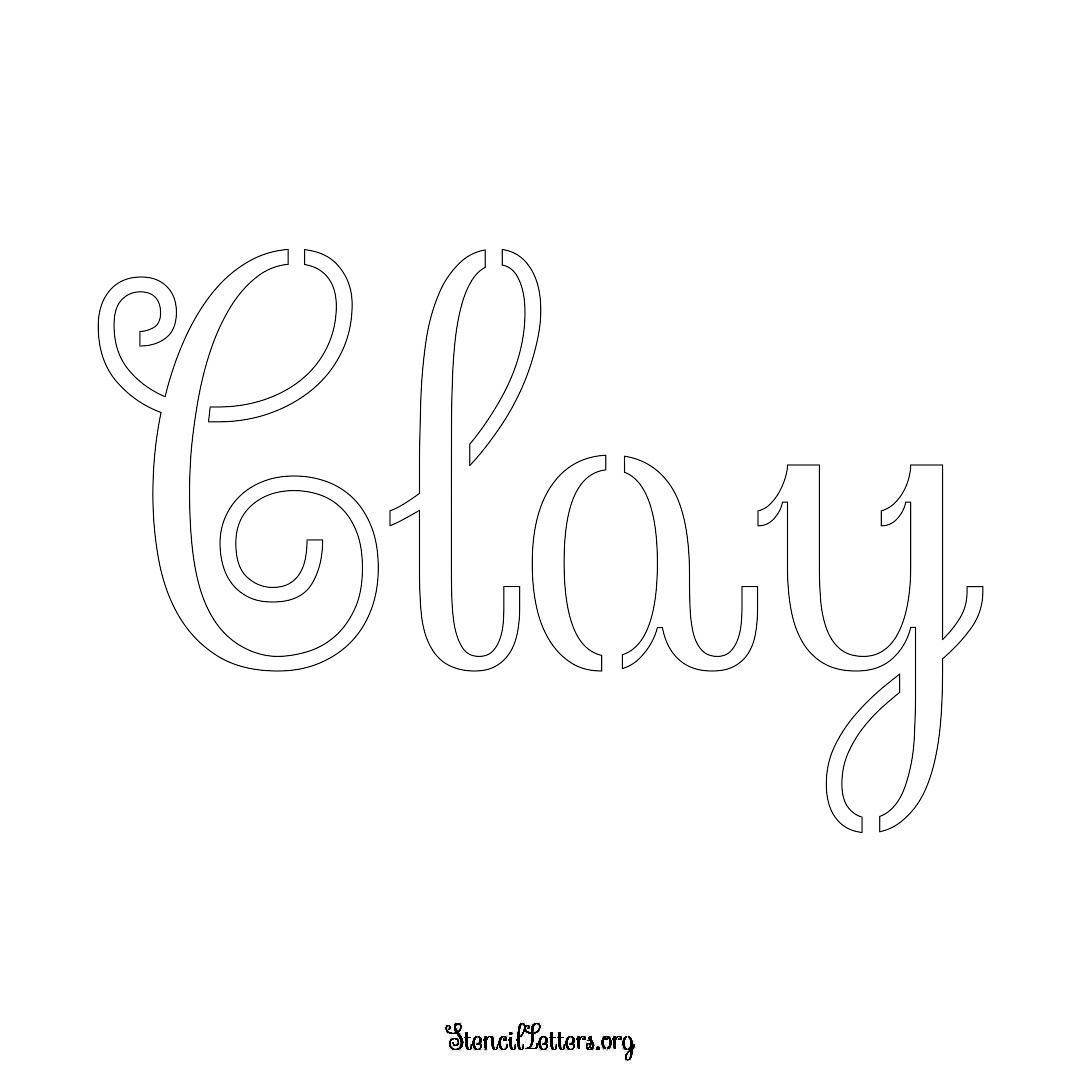 Clay name stencil in Ornamental Cursive Lettering