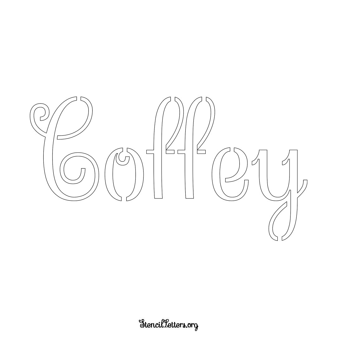 Coffey name stencil in Ornamental Cursive Lettering