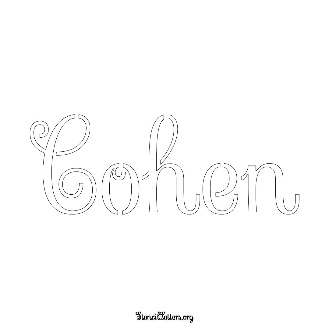 Cohen name stencil in Ornamental Cursive Lettering