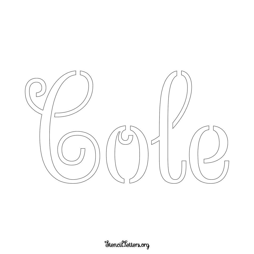 Cole name stencil in Ornamental Cursive Lettering