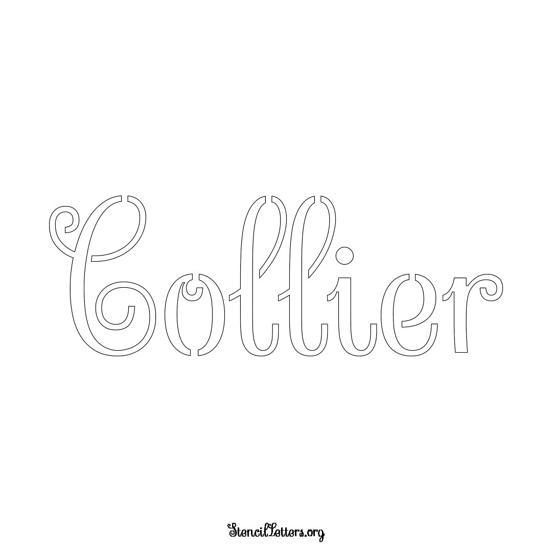 Collier name stencil in Ornamental Cursive Lettering