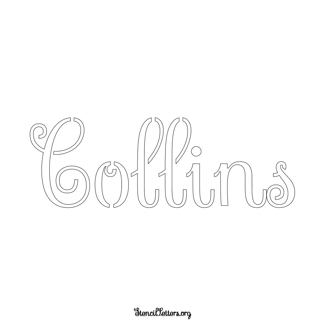 Collins name stencil in Ornamental Cursive Lettering