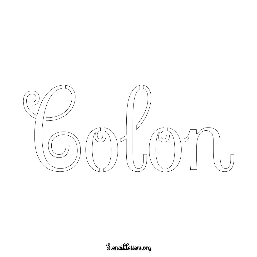 Colon name stencil in Ornamental Cursive Lettering