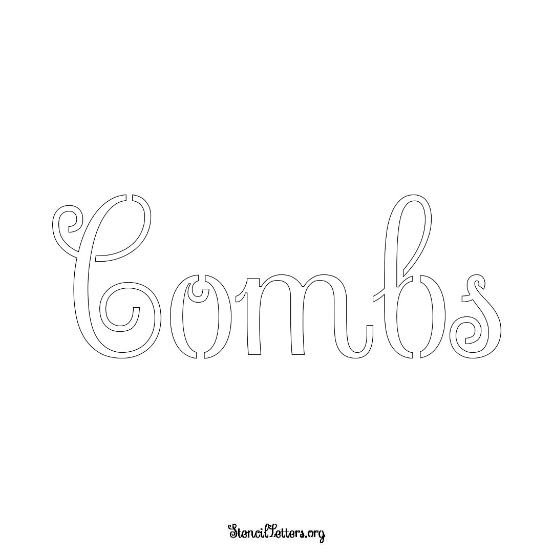 Combs name stencil in Ornamental Cursive Lettering